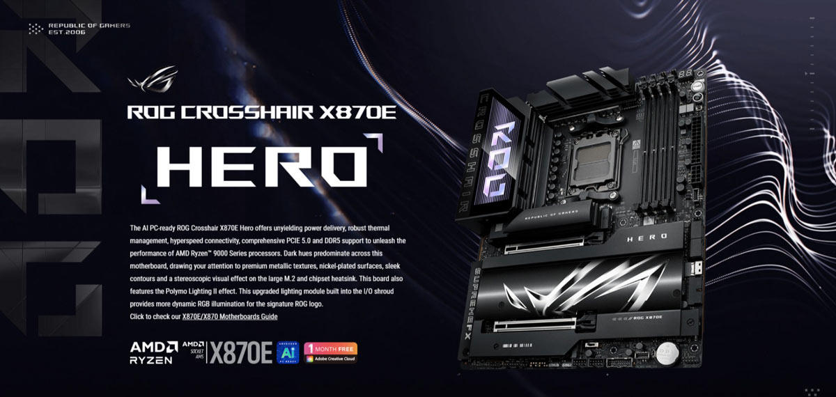 ASUS ROG CROSSHAIR X870E HERO AM5 ATX Gaming Motherboard Price in BD